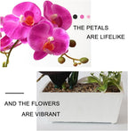 Purple Orchid Artificial Flowers Indoor Large Faux Orchids in Pot Phalaenopsis Flowers Arrangement Fake Flowers Dining Table Decor Centerpiece Bathroom Plants Home Decoration
