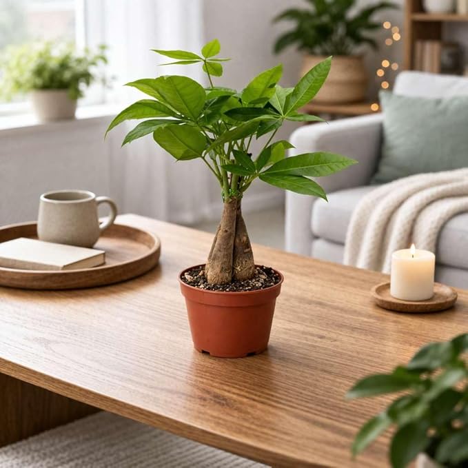 Money Tree Guiana Chestnut Pachira Braid Live Plant for Indoor | Different Houseplants in 3'' Pot | Real House Plant for Living Room, Office, Desk & Bathroom |