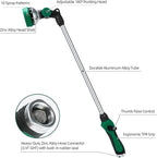 Watering Wand for Garden Hose, 24 Inch, Heavy Duty, 10 Spray Patterns, Thumb Control Hose Nozzle with 180° Pivoting Head, Ideal for Hanging Baskets, Plants and Shrubs