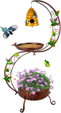 DREAMSOUL Bird Bath with Flower Planter, Vintage Copper Birdbath with Bird House, Metal Bird Bath for Outside Garden Yard