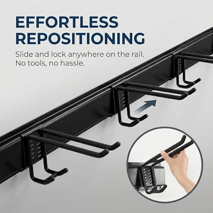 Aking Ace Garage Tool Organizer Wall Mount, 96-Inch Heavy Duty Garden Tool Rack for Shed, Holds 350lbs, Adjustable Storage Hanger for Shovel, Rake, and Power Tools