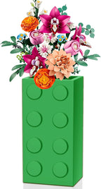Vase for Lego 10347 10280 10328 Flowers, for Lego Flower Bouquet Building Set,Display Stand for LegoRoses Cherry Blossom Sunflower Tulips Daffodils Lotus-Gift for Lego Flowers Lover(vase only)-Green