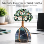 Crocon® Ruby Zoisite Crystals Tree with Fluorite Rough Base, Birthday Gifts for Women & Men, Room Decor, Healing Crystals Spiritual Gift, House Warming Gifts New Home, Birthday Gift - Mom Sister Wife