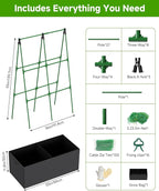 Cucumber Trellis with for Climbing Plants, A-Shape Garden Trellis with Grow Bags, Metal Plant Trellis with Garden Netting for Vegetables Flowers Fruits (A-Shape)