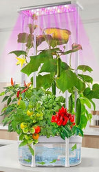 E SUPEREGROW Hydroponics Growing System kit with Trellis,Smart Hydroponic Gardening System with LED Grow Light, Indoor Hydroponic Garden Herb Grow Kit for Short Tomato,Pepper,Cucumber (6200LC)
