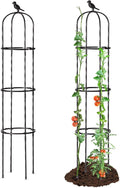 FOLLOOK Garden Trellis for Climbing Plant Outdoor, 67" Tall Round Cucumber Trellis Plant Supports for Vines Flower Climbing Rose Clematis Vegetable Tomato Trellis, 1PC, Black