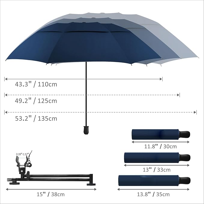 Patio Umbrellas UPF 50+ 360 ° Adjustable Shade Umbrella,Beach Umbrella with Universal Clamp,Beach Clamp on Umbrella,suitable for Patio,beach chairs,golf carts, wheelchairs,carts,bleachers,camping and fishing