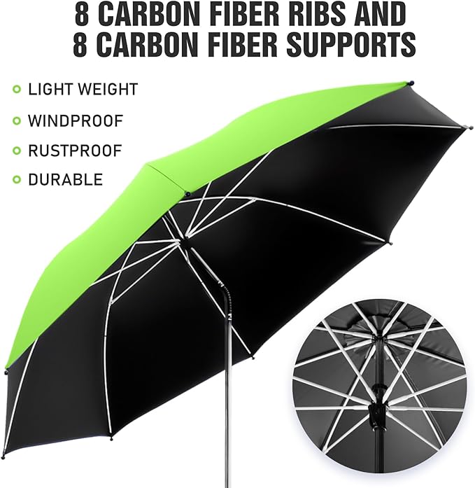 2 PACK Beach Umbrella with Clamp, 360 ° Adjustable Umbrellas for Chair, UPF50+ Umbrella for Beach Chair, Patio Chair, Wheelchair, Camping Chair, Golf Carts (Chair Not Included)