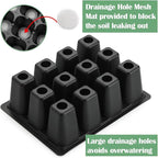 RooTrimmer 40 Pack Reusable 12-Cell Seed Starter Tray, Plant Starter Trays with Large Drainage Holes for Seed Germination, Easy to Repotted, Fits Standard 1020 Flats and TD377 Trays, Black