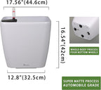 Dexceder 18x17 Self Watering Planter with Wheels Indoor Outdoor, Inner Mat Design, Thickened Large Floor Standing Flower Plant Pot with Water Level Indicator (White Matte)