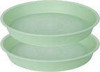 2 Pack of 8 inch Plant Saucer Clear, Heavy Duty Plastic Plant Water Tray 8 inch Round, Flower Plant Saucers for Indoors No Holes, Plant Dishes Saucer for Planter 7"/8" (8", Light Green)