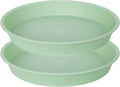 2 Pack of 18 19 inch Plant Saucer Drip Tray (16.6 inch Base), Heavy Duty Deep Plant Saucers for Pots, Plastic Flower Planter Water Trays for Indoors Outdoor (19", Light Green)