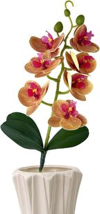 Fake Flowers, Elegant Realistic Design, PP, Orchid Decor Vase, Silk Bloom Arrangement, Long-Lasting, for Home, Bedroom, Bathroom, Living Room, Office