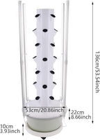 Growing Tower, 28-Plant Hydroponic Indoor Vertical Garden Kit with LED Lighting and 24-Hour Cycle Timer, Hydroponics Growing Tower for Gardens, Farms, School Research Rooms (White and Light Green)
