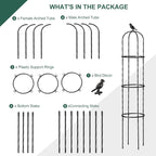 FOLLOOK Garden Trellis Obelisk for Climbing Plants, Lightweight Metal Plant Support for Roses Clematis Vines, Rustproof Decorative Trellis for Outdoor Garden Patio Planter, Black, 2 Pack