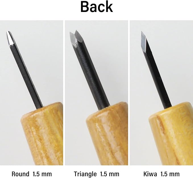 Wazakura 3PCS Bonsai Chisel Kit with Round Gouge, Single Bevel Skewed and V-Parting Tool, Hand Carving Tool Set for Jin Shari Making, Woodworking Knife Pack - Mini Size