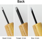 Wazakura 3PCS Bonsai Chisel Kit with Round Gouge, Single Bevel Skewed and V-Parting Tool, Hand Carving Tool Set for Jin Shari Making, Woodworking Knife Pack - Mini Size