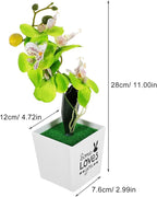 Baluue Artificial Moth Orchid Bonsai Potted Flower, Realistic Simulation Plastic Fake Potted Plant, Green Desktop Home Décor for Living Room and Office