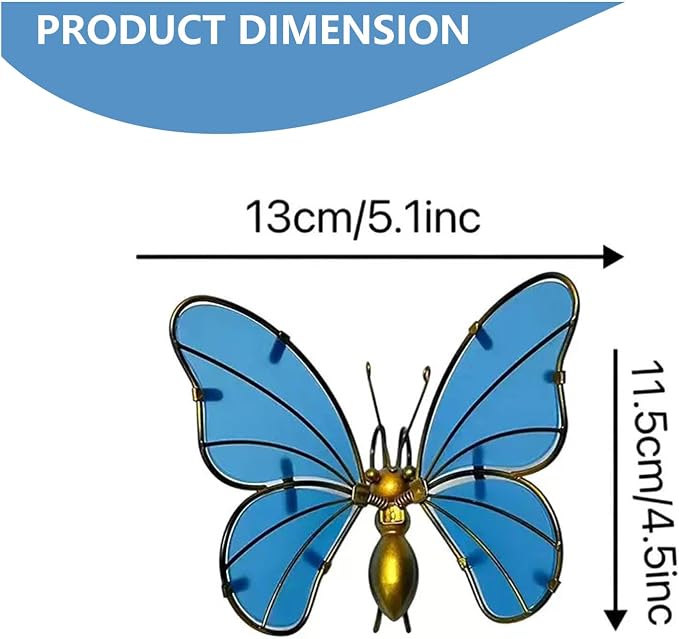 Decorative Metal Butterfly, Colorful Plant Decoration for Pot,Planter,Garden Fence, Wall,Hanging Ornament, 3-Piece Set