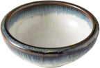Wazakura Minoyaki Series Small Round Glazed Ikebana Flower Vase Made in Japan, Handpainted Floral Arrangement Pottery Supplies - White and Blue