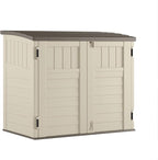 Suncast 3 Pack 34 Cu Ft Capacity Horizontal Outdoor Storage Shed for Garbage Cans, Garden Accessories, Backyard, and Patio Use, Vanilla