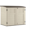 Suncast 4 Pack 34 Cu Ft Capacity Horizontal Outdoor Storage Shed for Garbage Cans, Garden Accessories, Backyard, and Patio Use, Vanilla