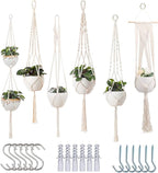 feedee Macrame Plant Hangers Indoor Macrame Hanging Planters for Indoor Plants, 6 Pack Hanging Plant Holders Indoor Hanging, Macromay Plant Hangers for Indoor Plant Hanger, Outdoor Flower Pots Holder