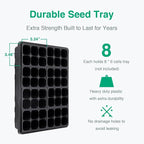 [Thick Plastic] 5-Set Strong Seed Starter Trays with 5" Humidity Domes for Seed Starting, Germination, Seedling Propagation & Plant Growing, Holds 240 Cells in Total