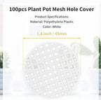 Bivethoi 100pcs Plant Pot Mesh Hole Cover Bonsai Drainage Mesh Insert, Flower Pot Hole Mesh Pad Bottom Grid Mat, Round Mesh Screen Pot Bottom Gasket for Garden Prevent Soil Loss (1.8" / 45mm, White)
