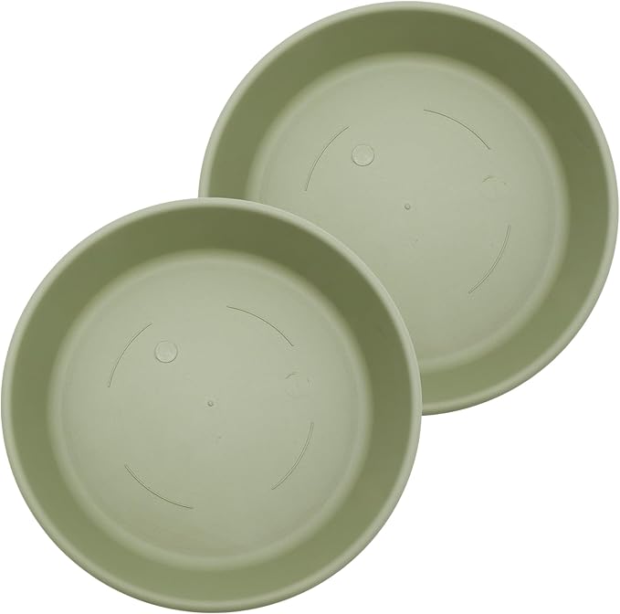 The HC Companies 16 Inch Classic Round Plant Saucer, Lightweight UV-Resistant Plastic Outdoor & Indoor Flower Pot Tray, 2-Pack Plant Pot Trays for Garden & Home Decor, Seafoam