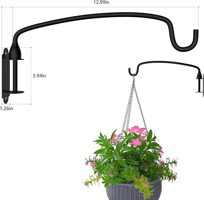 Plant Hook,12 Inch Plant Hanger Bracket Heavy Duty Wall Mounted Hooks for Hanging Bird Feeder, Flower Bracket, Anti Rust Metal Lanterns