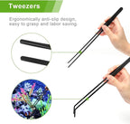 Catcan Quarium Aquascape Tools Kits, 4 in 1 Anti-Rust Aquatic Plant Aquascaping Tool Stainless Steel Black Tweezers Scissors Spatula for Aquarium Tank Clean Fish Tank Aquascape Tools Sets (black)