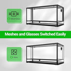 REPTI ZOO 50 Gallon Reptile Glass Tank Terrarium 2 in 1 Side Meshes and Side Glasses Double Hinge Door with Screen Ventilation Tempered Glass 36" x 18" x 17.75"