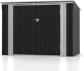 Patiowell 6x3 FT Storage Shed, Outdoor Metal Horizontal Sheds with Lockable Door, Waterproof Outside Trash Can Storage Shed for Lawn Garden Backyard, Black