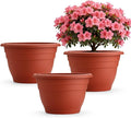 3 Pack 11 Inch Plant Pots Lightweight Planters with Drainage Holes,Durable Indoor & Outdoor Flower Pots for Garden,Patio & Home Decor(Pottery Red)