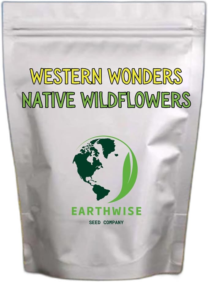 Earthwise Western Wonders Native Wildflower Seed Mix – Pollinator Friendly, Drought Tolerant, Low Maintenance, Organic, Chemical-Free, Pet Safe – Covers Up to 500 sq ft, 1/2 lb