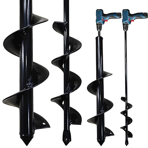 2 Count Garden Auger Drill Bits, 3.5" x 16" & 1.6" x 16.8" Garden Auger Hole Drill & Bulb Planting Tool, Fits 3/8" Hex Drill