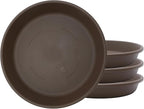 The HC Companies 10 Inch Classic Round Plant Saucer, Lightweight UV-Resistant Plastic Outdoor & Indoor Flower Pot Tray, 4-Pack Plant Pot Trays for Garden & Home Decor, Chocolate