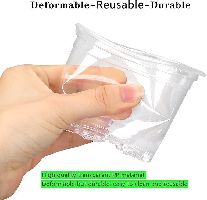OUPSAUI 36 Pack 7/6/5/3.5 Inch Clear Nursery Pots with Drainage, Clear Pots for Plants, Flexible Plastic Seed Starting Pot