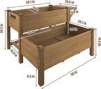 ketive 2-Tier Raised Garden Bed with Legs Outdoor Elevated Garden Box,Storage Shelf,Protective Liner for Backyard,Patio,Balcony,55x42x30in (Brown)
