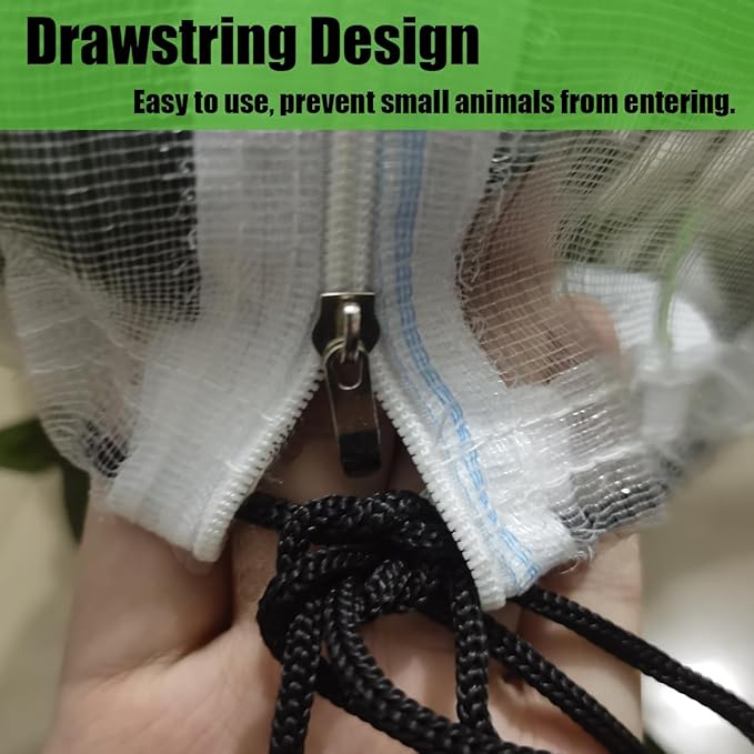 Gardtree 2PCS 3.2 × 5 FT Bird Insect Barrier Fruit Tree Netting, Double Zipper & Drawstring, Garden Bird Netting for Blueberries, Tomatoes, Peppers, Shrubs – Reusable Mesh Barrier