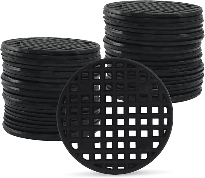 100 Pcs 1.8" Plant Pot Mesh Round Hole Cover, 45mm Black Plant Pot Drainage Mesh Discs Bottom Liners for Bonsai/Flower Pots, Soil Retention Grid Mats