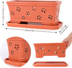 Rectangle Ceramic Orchid Pot 10In Orchid Pots with Holes for Premium Ceramic Orchid Planter for Indoor and Outdoor Use Drainage & Air Circulation Red Orchid Planter for Repotting or New Plants