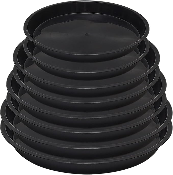 4 Size Round Plant Saucer,8 Pack Pant Pot Trays, Plant Saucers for Indoors and Outdoors, Seed Starting Tray, Growing Trays,Black（4",5",6",8"）