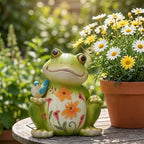 IVCOOLE Outdoor Frog Sculptures,Solar Resin Garden Outdoor Statues,Mother's Day Frog Gifts Sculptures Decorations for Home Patio,Yard,Lawn, Porch, Ornament