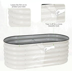 Galvanized Raised Garden Bed - 4x2x1.4FT Metal Planter Boxes Outdoor | Oval Steel Raised Bed Kit for Gardening with Protective Tape, Gloves for Vegetables, Flower, Herb (White)
