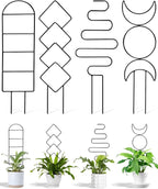 4 Pack Trellis for Indoor Climbing Plant, Small Metal Garden Trellis for Potted Plants, Stake Mini Treleaf Trellis Support for Hoya, Vines, Pothos, Monstera (Black)