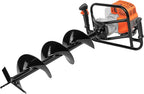 PROYAMA 54cc Post Hole Digger Gas Powered 2 Cycle Earth Auger, 5-Year Warranty Gear Box, 4 Drill Bits 4" 6" 8" 12" + Extension Rod 12" 20"