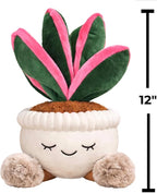 Plush Succulent Plant in Pot – Large 12 Inch Stuffed Succulent Cute Fake Plant Decor for Desk, Bedroom & Nursery, Soft Potted Plant Gift(Oyster Plant)