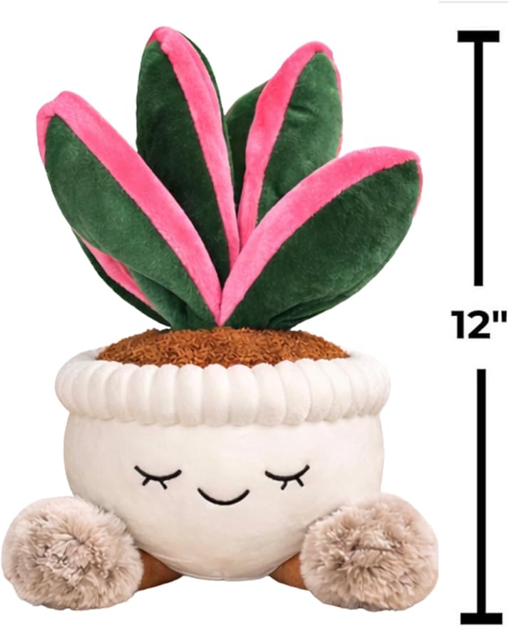 Plush Succulent Plant in Pot – Large 12 Inch Stuffed Succulent Cute Fake Plant Decor for Desk, Bedroom & Nursery, Soft Potted Plant Gift(Oyster Plant)